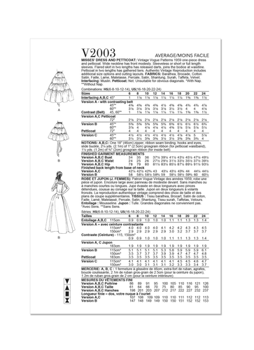 VOGUE DRESS SEWING PATTERN 2003 16-24 Miss 50s Vintage Evening Petticoat uncut . - Picture 3 of 3