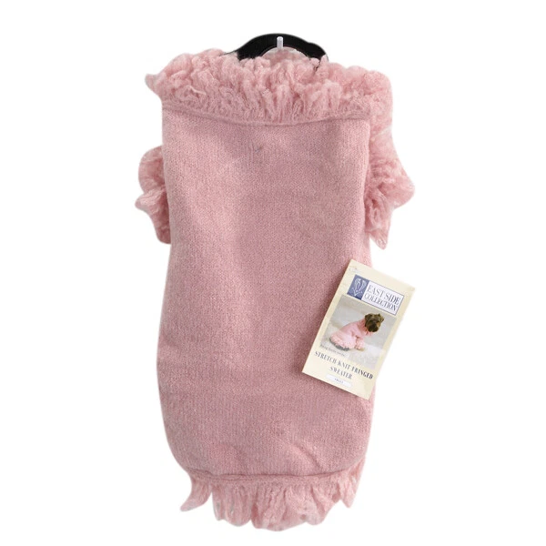 East Side Collection Stretch Knit Dog Sweater Fringe Soft Blossom Pink - Image 2 of 2