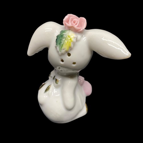 Salero y pimentero de porcelana conejo rosa salado y picante de colección Japón - Imagen 10 de 14