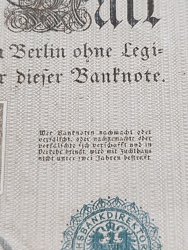 VINTAGE 1910 GERMANY 1000 MARK REICHSBANKNOTE Circulated World Money NICE Condit - Picture 4 of 12