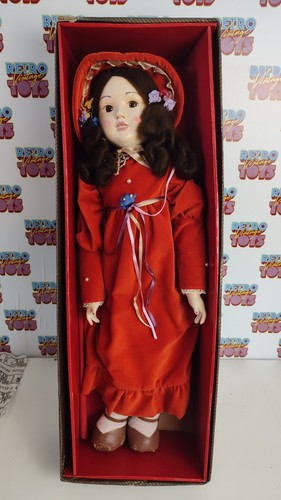 VINTAGE LARGE 70CM DOLL RED DRESS '50 '60 HARD FACE (PORCELAIN?) ITALY - Picture 1 of 5