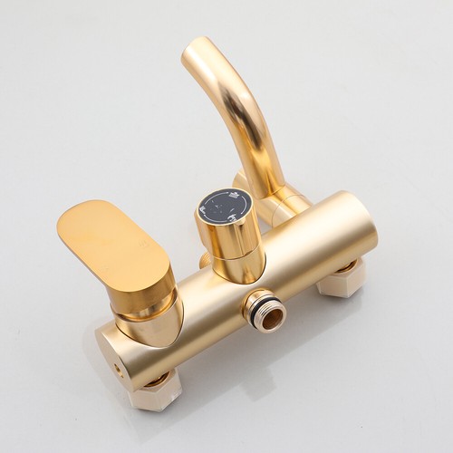 Gold Bathroom Shower Faucet Set Round Rainfall Shower Heads Mixer Wall Mount Tap - Picture 12 of 19