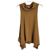 Bryn Walker Small Brown Dorian Vest Top Poncho Bamboo Lagenlook Cowl Neck
