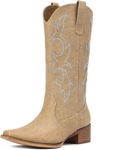 Klassische Damen Cowboystiefel zum Überziehen mit Stickerei & wadenhohem Halt - Bild 3 von 7