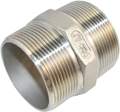 DAN SPEED Hex Nipple 2" Male X 2" Male 304 Stainless Steel Threaded Pipe Fitting - Picture 7 of 12