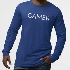 GAMER UnisexTshirtLongSleeve-Simple Minimal Printed One Liner