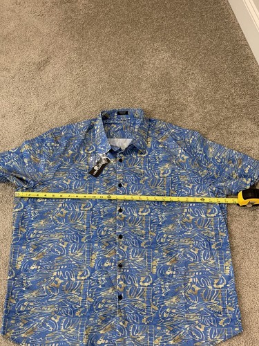 COOFANDY Hawaiian Tropical Shirt Button Down Short Sleeve Blue Floral Men's 2XL - Picture 10 of 11