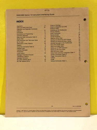 Tektronix 070-5150-00 2445/2465 Option 10 Instrument Interfacing Guide - Picture 2 of 2