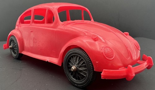 Vintage Volkswagen VW Beetle Bug Red Plastic Toy Car - Picture 5 of 19