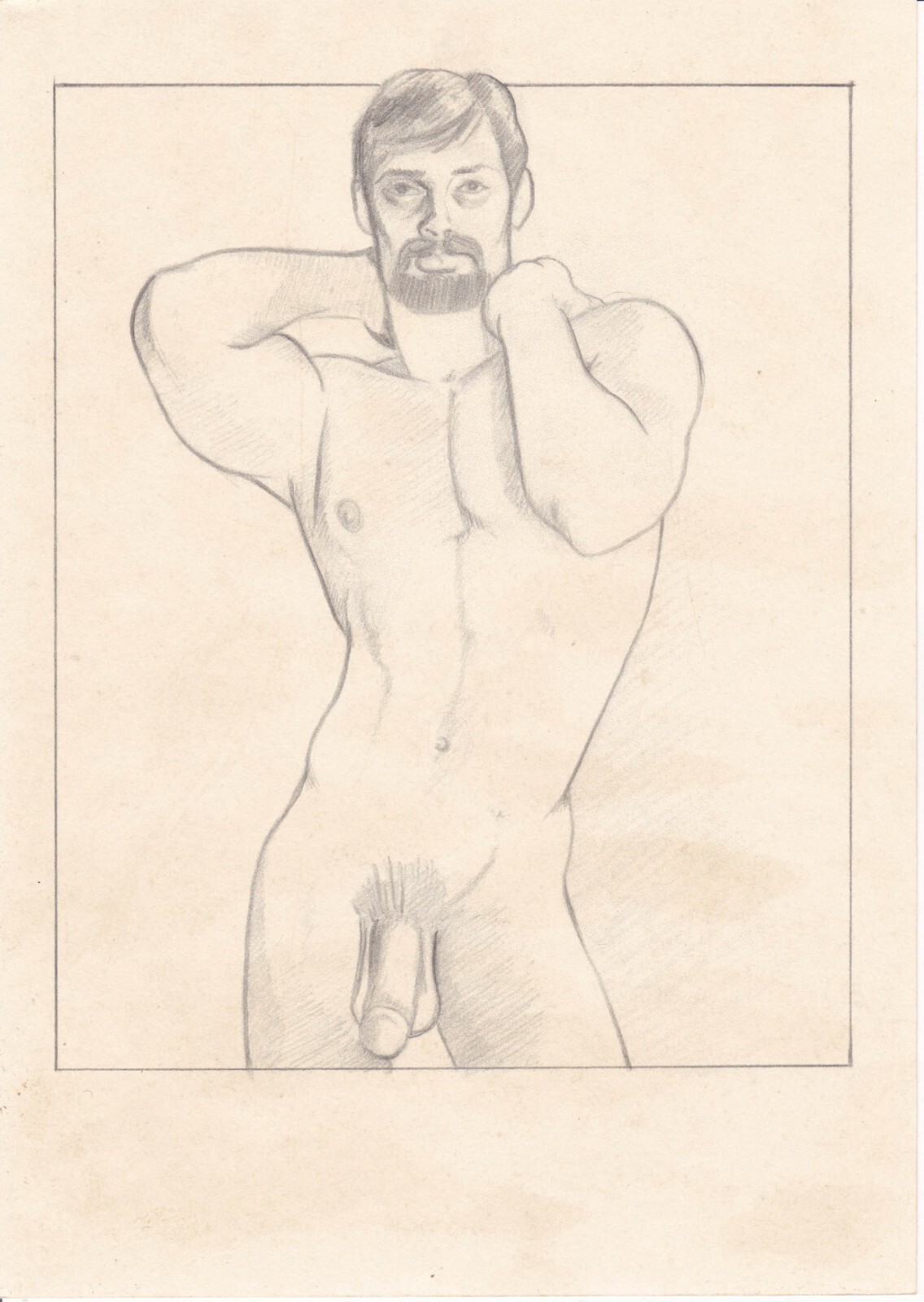 Tom of Finland Homoerotic Male Drawing Touko Laaksonen Gay Nude beard - Photo 2 sur 2