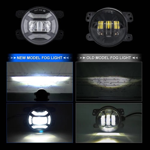 DOT Approved Pair 4" Round LED Fog Lights Bumper With DRL For Jeep Wrangler JK - Picture 2 of 12