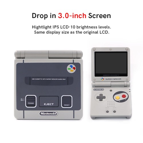 Kits de resaltado LCD con retroiluminación LCD GBA SP 3.0"" IPS con carcasa para GameBoy Advance SP - Imagen 3 de 26