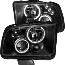 ANZO For 2005-2009 Ford Mustang Projector Headlights W/ Halo Black