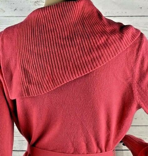 Jaclyn Smith Belted Tunic Sweater Medium Bubble Gum Pink Thin Knit Soft Acrylic - Picture 10 of 12