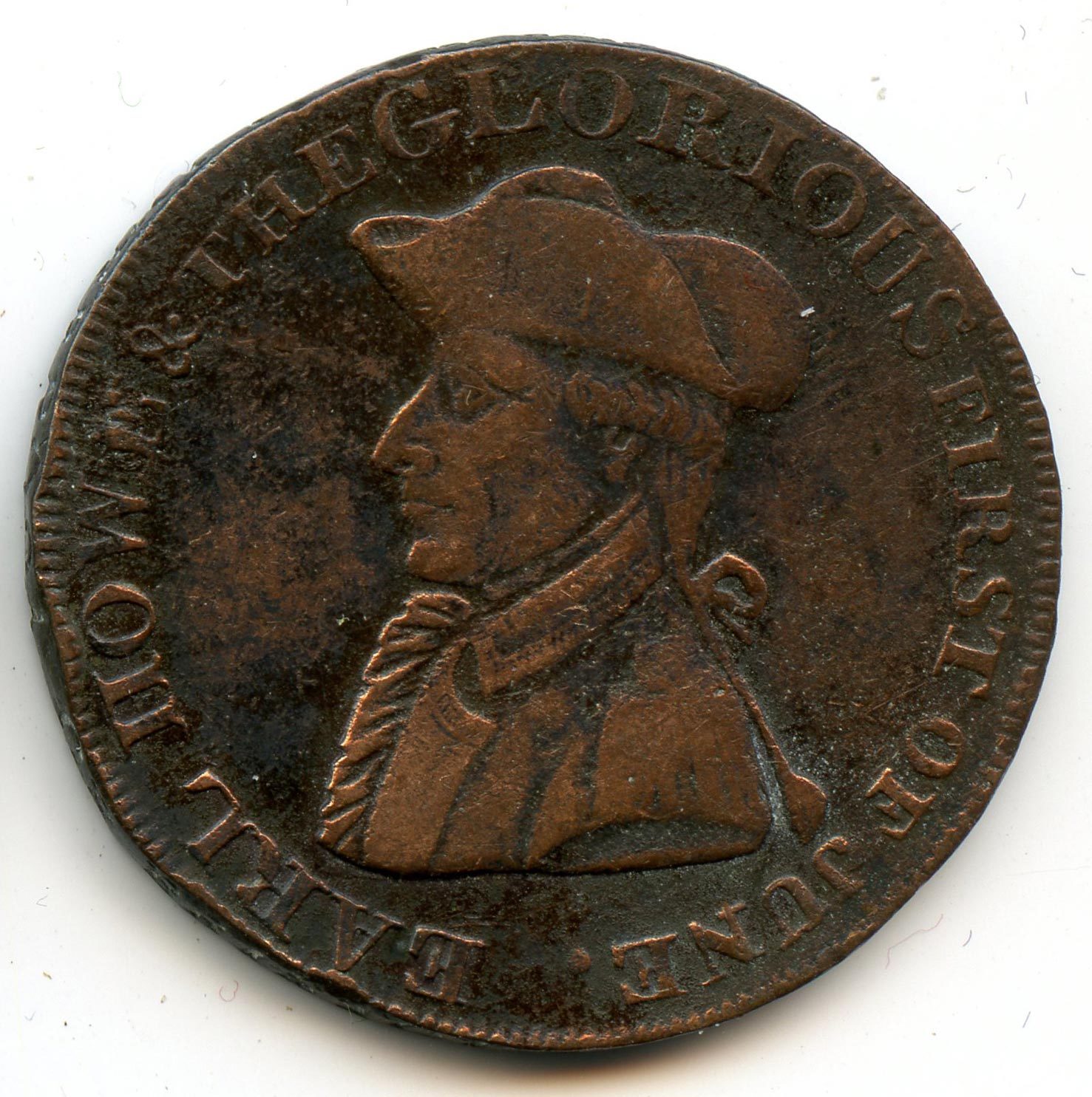 Royaume-Uni Emsworth Halfpenny token 1794 Variété E sur B Rare Popularna wyprzedaż, WYPRZEDAŻ