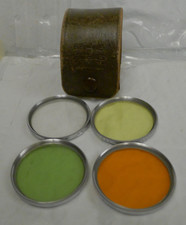 Bel-View Set of 4 Threaded Filters for Contax with Leather Case - Used - RARE