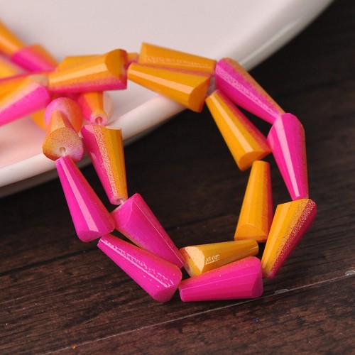 Cuentas sueltas de vidrio opaco facetado con forma de cono recubierto colorido de 15x8 mm 10 un. - Imagen 26 de 28