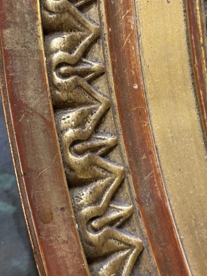 Bel Ancien Miroir Glacé Médaillon De Style LXVI Bois Et Stuc Doré Epoque Fin Xix - Photo 4/4