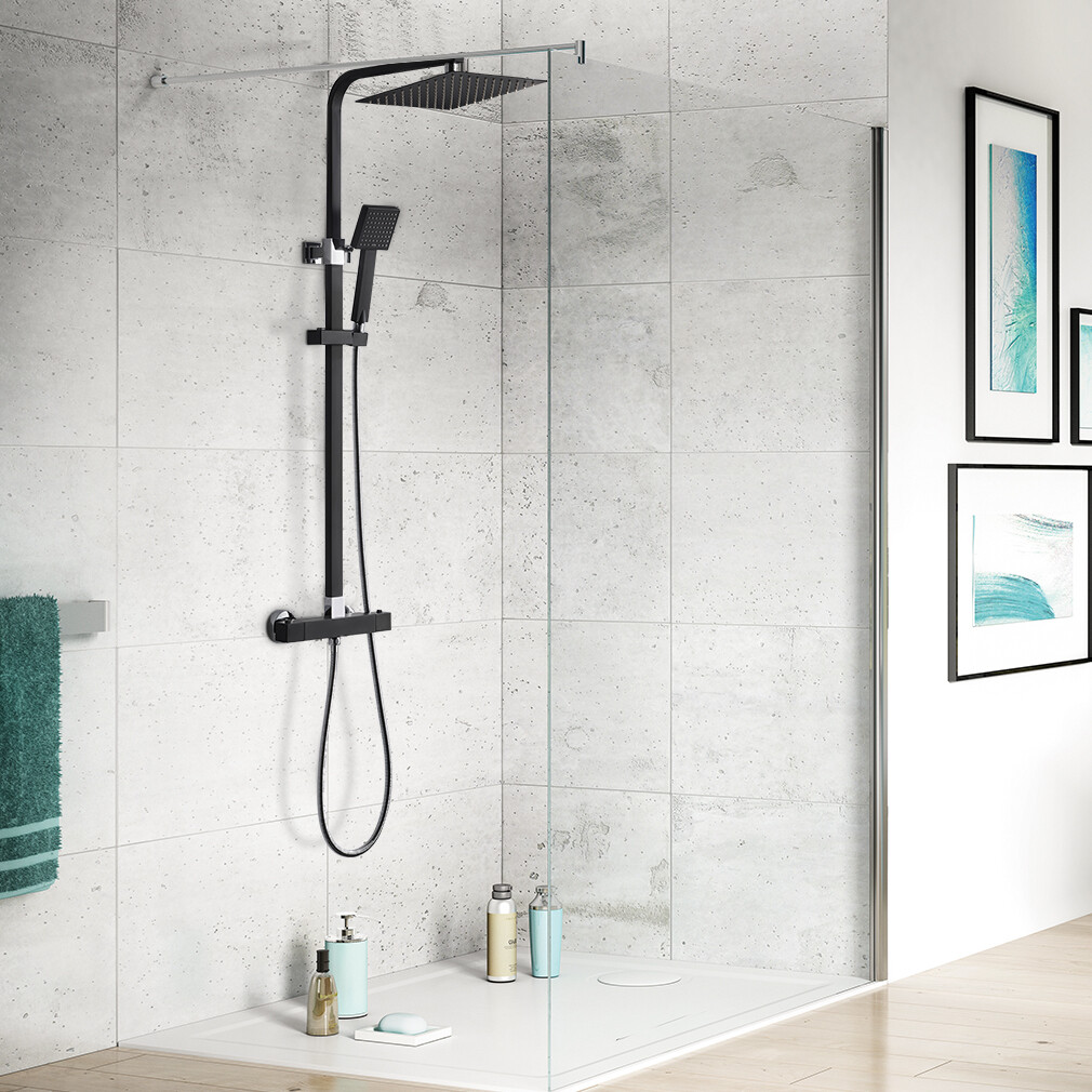 Regendusche Duschset 38℃ Thermostat Duscharmatur Duschsystem mit Handbrause DE