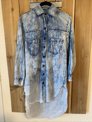 Thrill Blue/White Long Sleeve Button Top Size L(11/12) NWOT