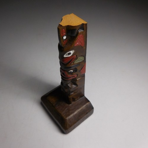 N25.58 figurine statue totem Boma bois marron vintage art déco ethnique - Imagen 9 de 18