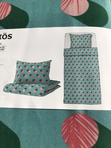 Ikea Gracios Single Duvet Cover 150x200cm Blue Green Pink Sushi Pattern NEW - Picture 2 of 14