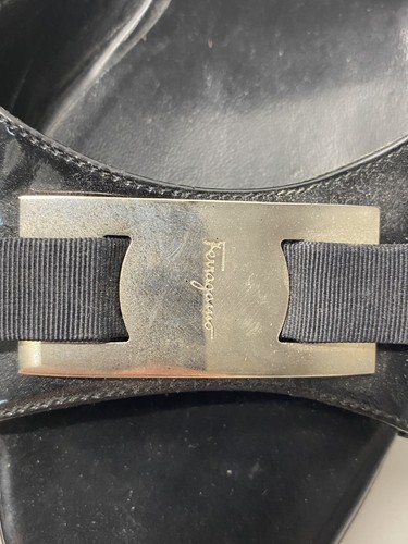 Salvatore Ferragamo Black Leather Sandals Women Sz 9 - Picture 9 of 12