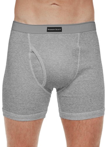 6 Pack Men's 100% Cotton Boxer Briefs Underwear Large Grey - Picture 2 of 6