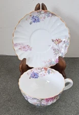 Spode CHELSEA GARDEN China cup & saucer set scalloped, England Mustard Trim