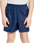 Youth Large Navy Blue Athletic Soccer Shorts Checkered Pattern Elastic Waistband