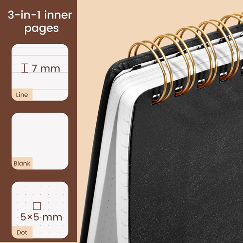 Small Notebooks 3X5 Leather Pocket Notepad 150 Pages Mini Top Spiral Notebook, 1 - Picture 4 of 12