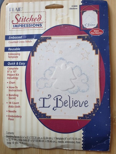 I Believe Counted Cross Stitch Kit Banner 21855 Plaid Stitched Impressions 1995 - Picture 5 of 5