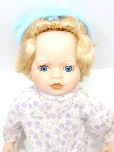 Vintage Porcelain Baby Doll With Soft Body 14" Antique Doll With Jumpsuit & Hood - Picture 8 of 8