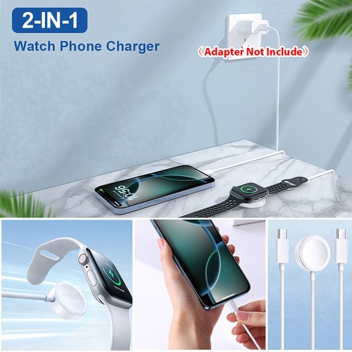 3.94FT 2in1 Magnetic Charger Charging Cable For For Apple Watch iPhone 16 15 14 - Photo 4 sur 24