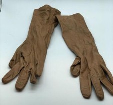 Vintage Sacha Soft Brown Thin Leather 15" Long Gloves Womens Size 7 1/2 Italy