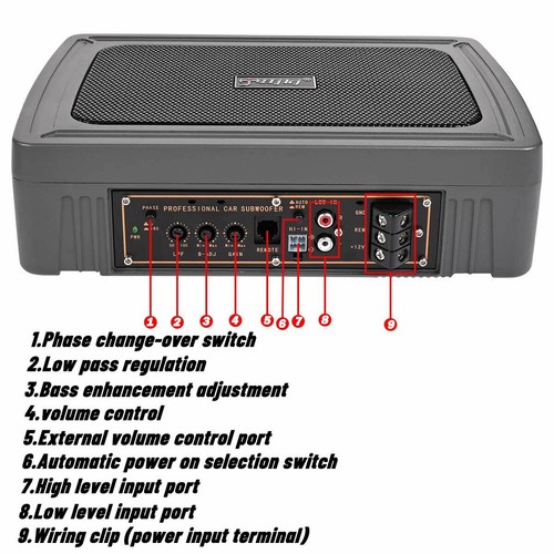 1200W 6*8" Car Subwoofer Under-Seat Sub Woofer Speaker Stereo Slim Amplifier 4Ω - Picture 9 of 15