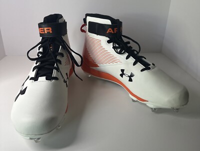 Under Armour Highlight MC Football Cleat's 3020985-102 White/Orange Men's 14.5