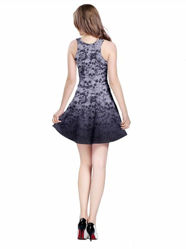 Elliz Clothing Gothic Skulls Reversible Skater Dress By Elliz Clothing (Purple) - Picture 2 of 3