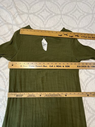 Vestido Dayou Talla S Mujer Capas Manga 3/4 Cuello Redondo Caftán Verde/Gris Gasa ☼ - Imagen 6 de 7