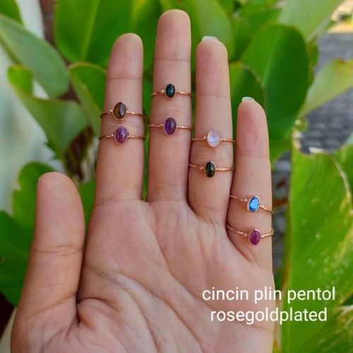 Amethyst Rubin Turmalin Edelstein 925 Sterlingsilber handgefertigter stapelbarer Ring - Bild 1 von 12