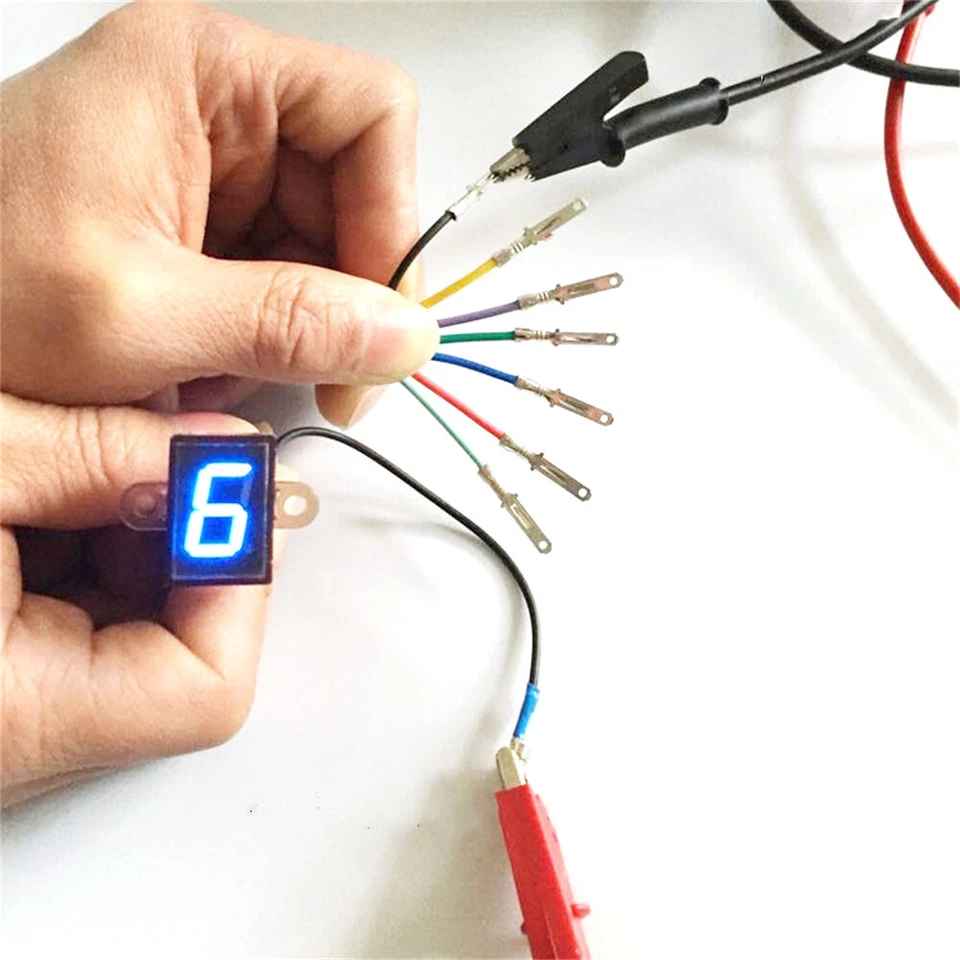 Blue LED 0-6 Digital Gear Indicator Display Shift Lever Sensor Motorcycle Parts - Image 4 of 4