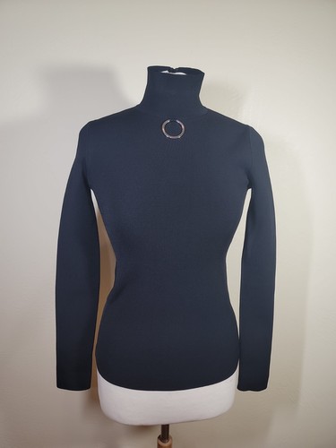 Suéter tejido cuello alto detalle anillo Stella McCartney talla 40 $985 negro - Imagen 3 de 22
