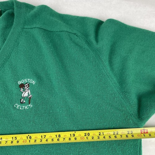 Vintage Etonic Boston Celtics Long Sleeve Pullover Sweater Mens XL Green Acrylic - Picture 9 of 10