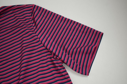 Adidas Mens Pink Striped 1/4 Button Short Sleeve Athletic Golf Split Hem Polo M - Picture 5 of 7