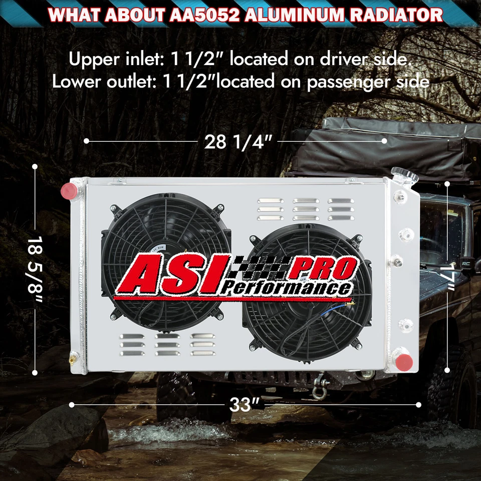 ASI 3 Row Aluminum Radiator Shroud Fan For 1973-86 Chevy/GMC C/K C10 C20 C30 K30 Foto 4 de 4