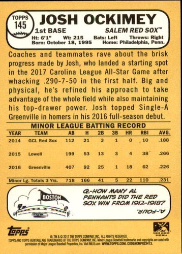 2017 Topps Heritage Minors Baseball -  Pick Your Card - Picture 285 of 391