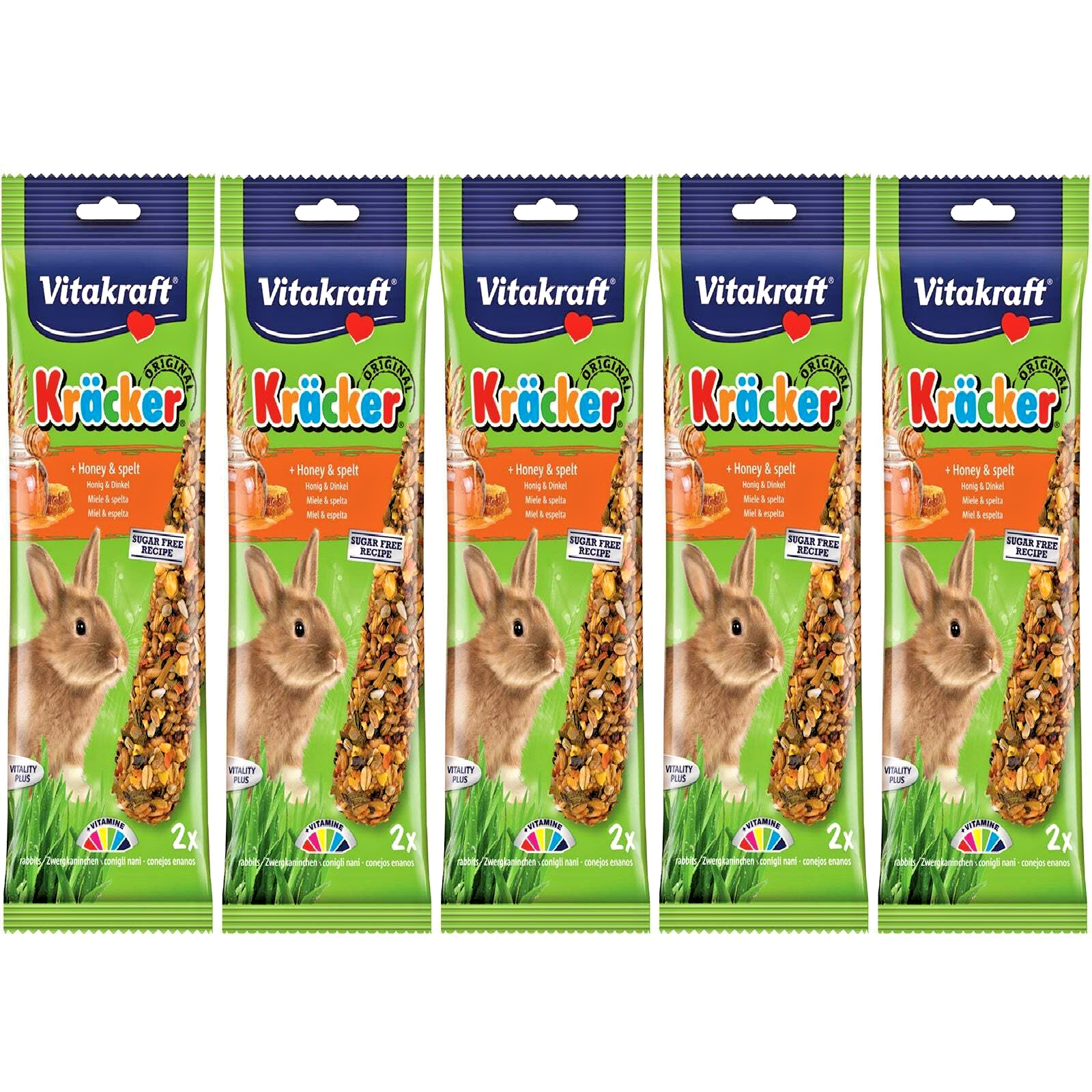 5 x VITAKRAFT KRACKER HONEY & SPELT RABBIT : Small Animal Feed Twin Pack Chews