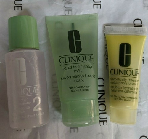 Clinique 3 Step Skin Care Travel Set Dry/Combination Moisturizer+Lotion+Soap 1/2 - Picture 2 of 3
