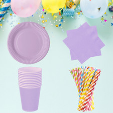 Disposable Round Paper Cups Plates Napkins Party Tableware Catering All Events