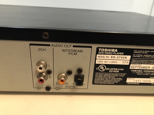 Toshiba DVD Video Player SD-3750 No Remote - Picture 7 of 8
